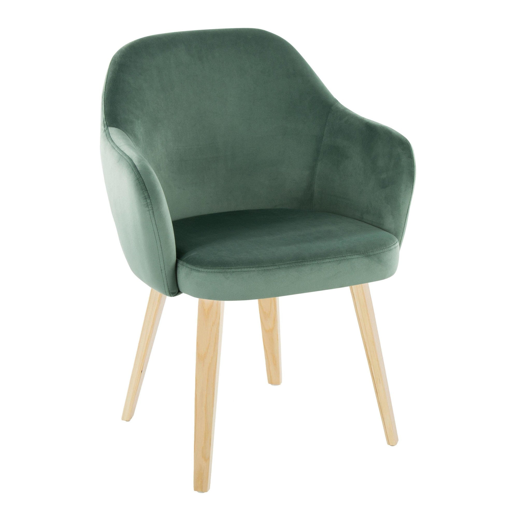 Buena Dining Chair - Set of 2 - Natural Wood, Green Velvet