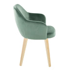 Buena Dining Chair - Set of 2 - Natural Wood, Green Velvet