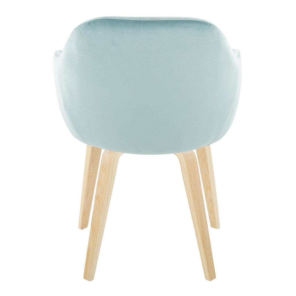Buena Dining Chair - Set of 2 - Natural Wood, Light Blue Velvet
