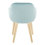 Buena Dining Chair - Set of 2 - Natural Wood, Light Blue Velvet