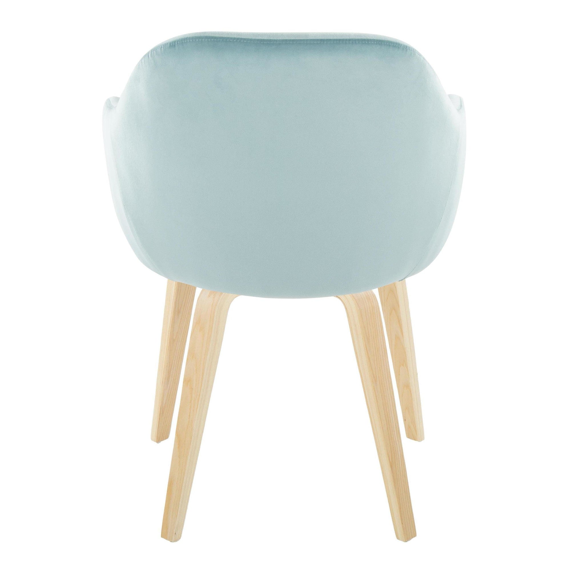 Buena Dining Chair - Set of 2 - Natural Wood, Light Blue Velvet