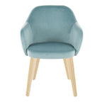 Buena Dining Chair - Set of 2 - Natural Wood, Light Blue Velvet