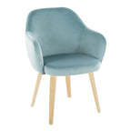 Buena Dining Chair - Set of 2 - Natural Wood, Light Blue Velvet
