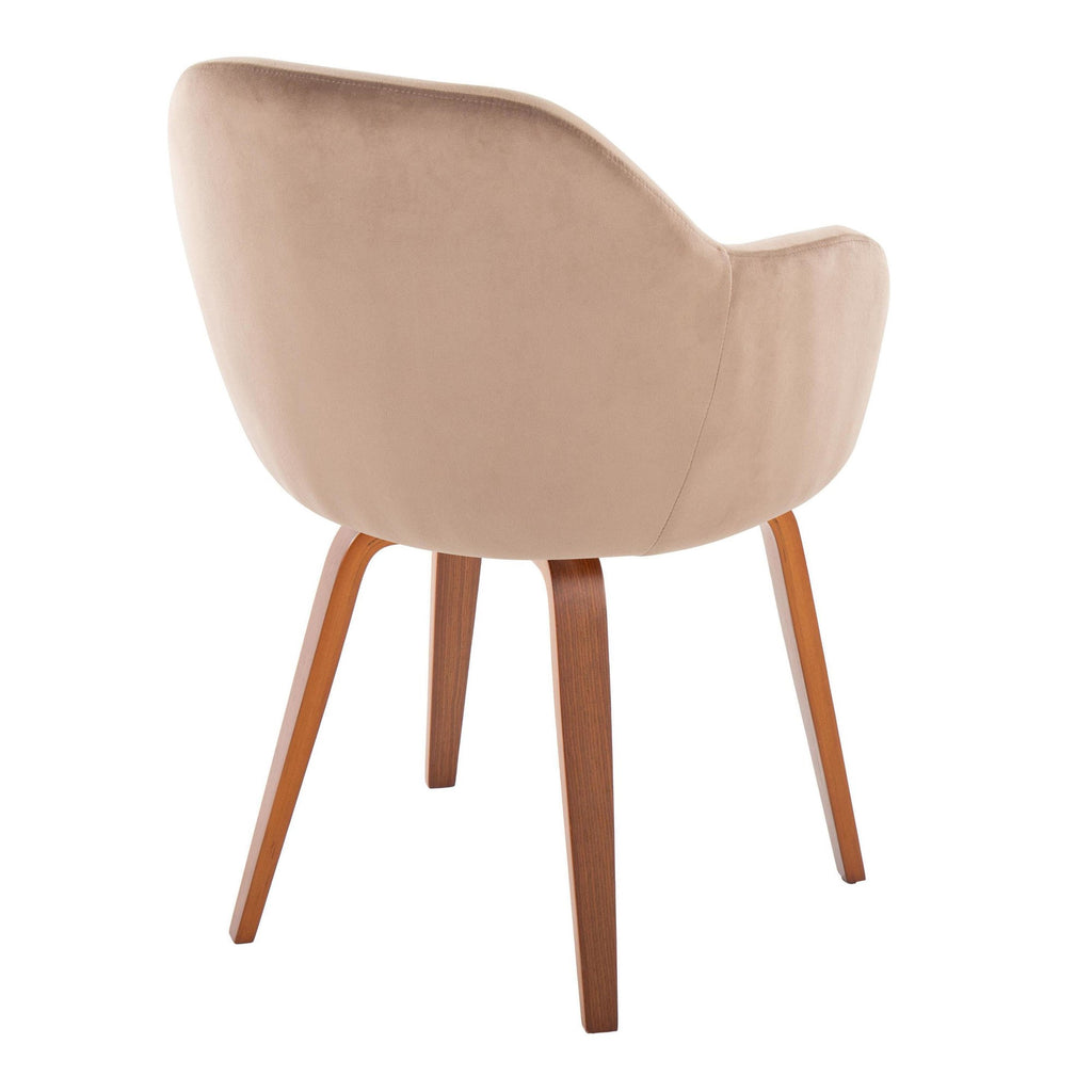 Buena Dining Chair - Set of 2 - Walnut Wood, Brown Velvet