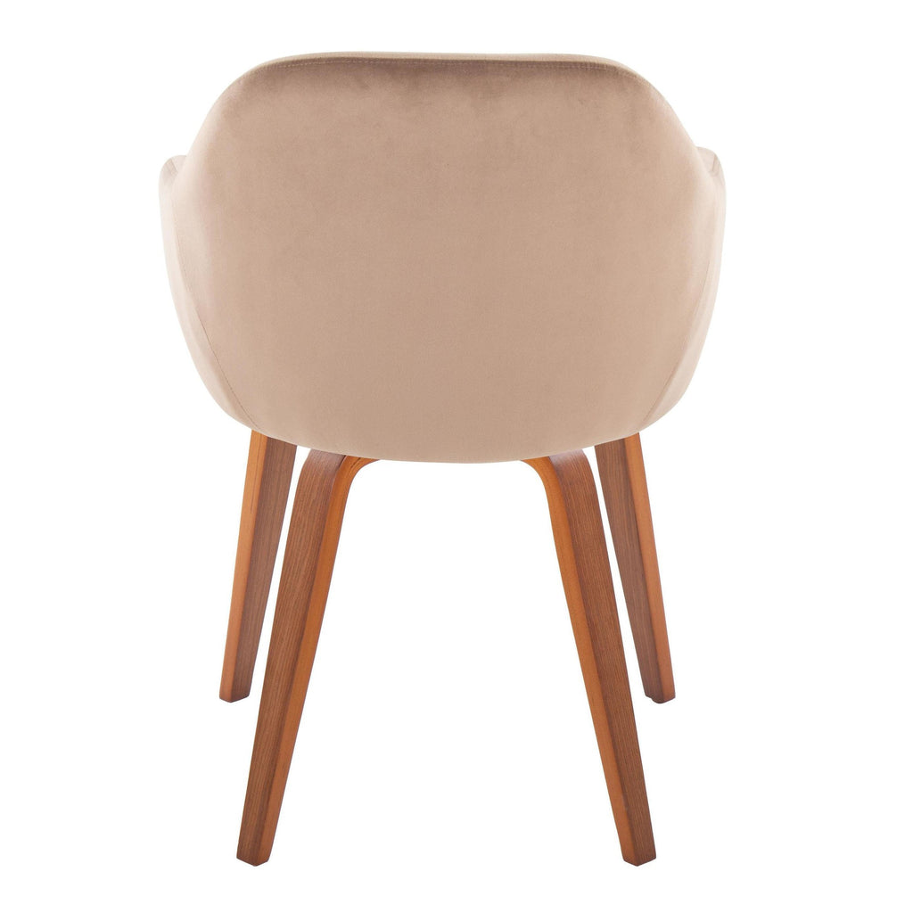 Buena Dining Chair - Set of 2 - Walnut Wood, Brown Velvet