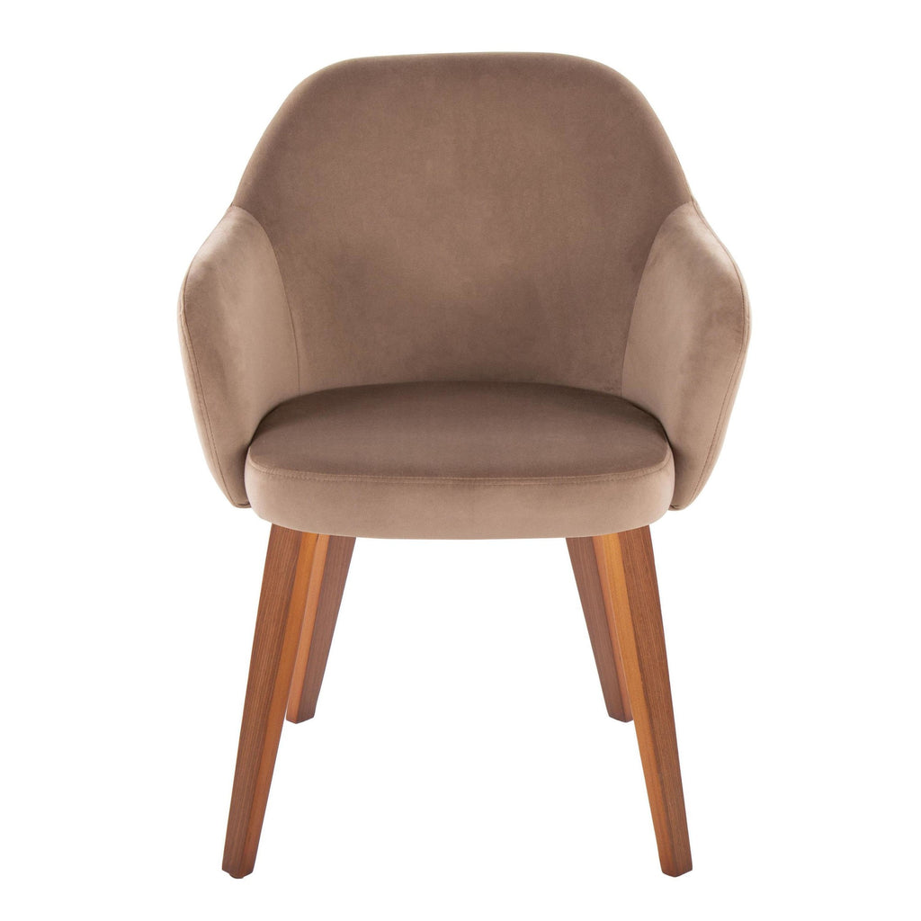 Buena Dining Chair - Set of 2 - Walnut Wood, Brown Velvet