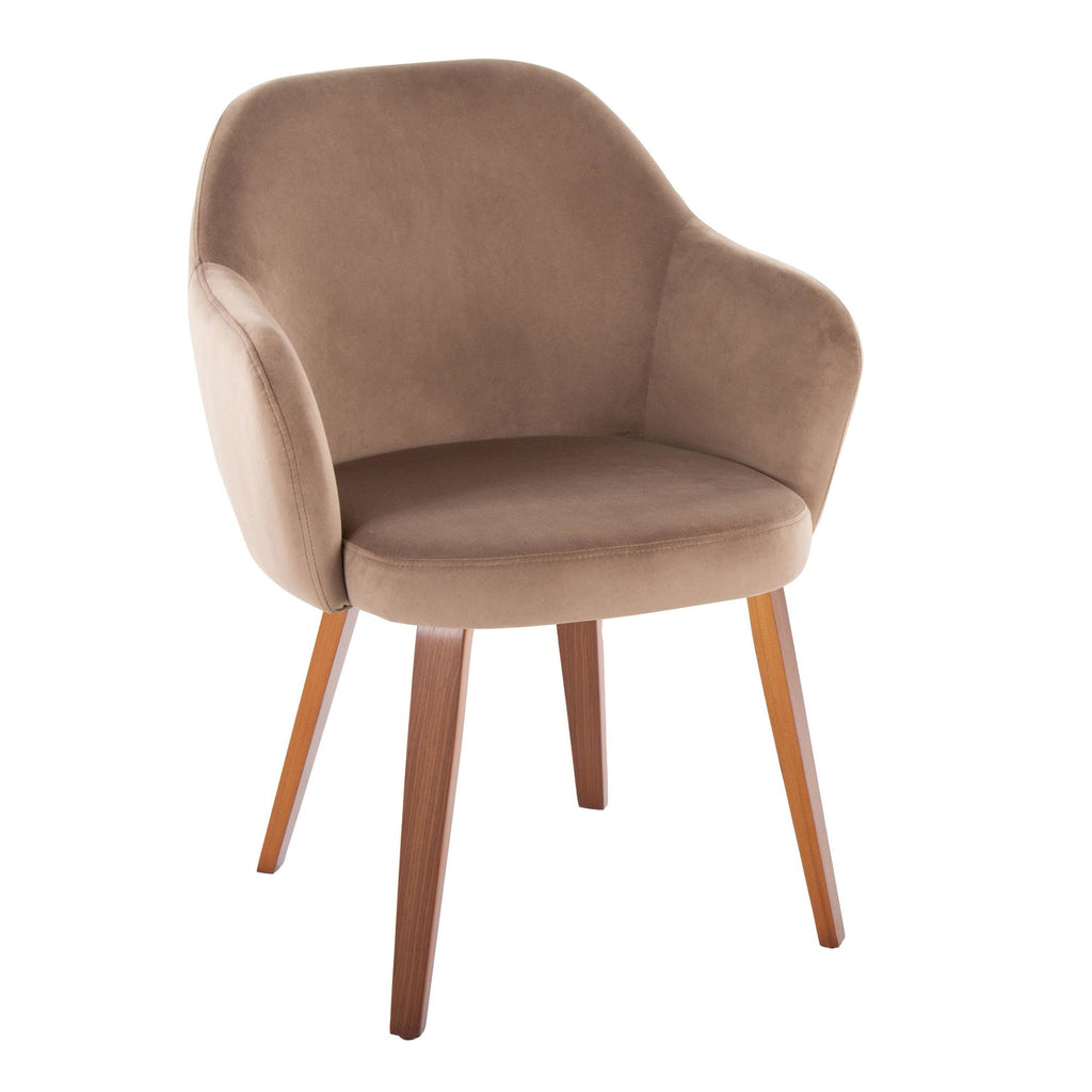 Buena Dining Chair - Set of 2 - Walnut Wood, Brown Velvet