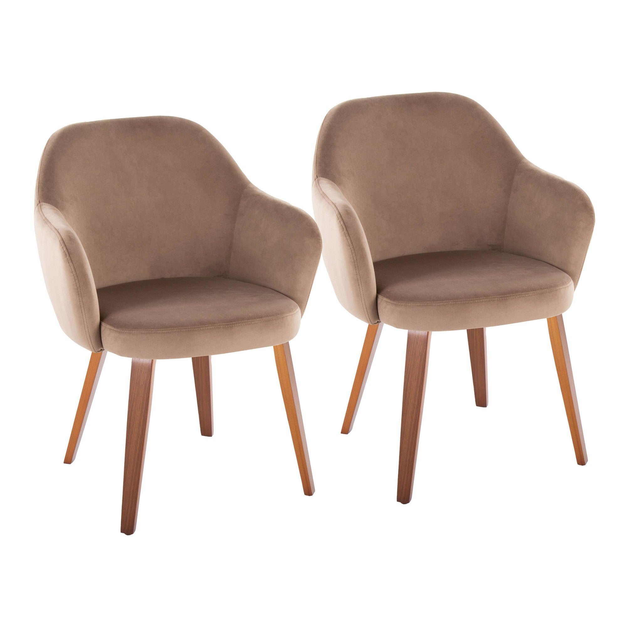 Buena Dining Chair - Set of 2 - Walnut Wood, Brown Velvet