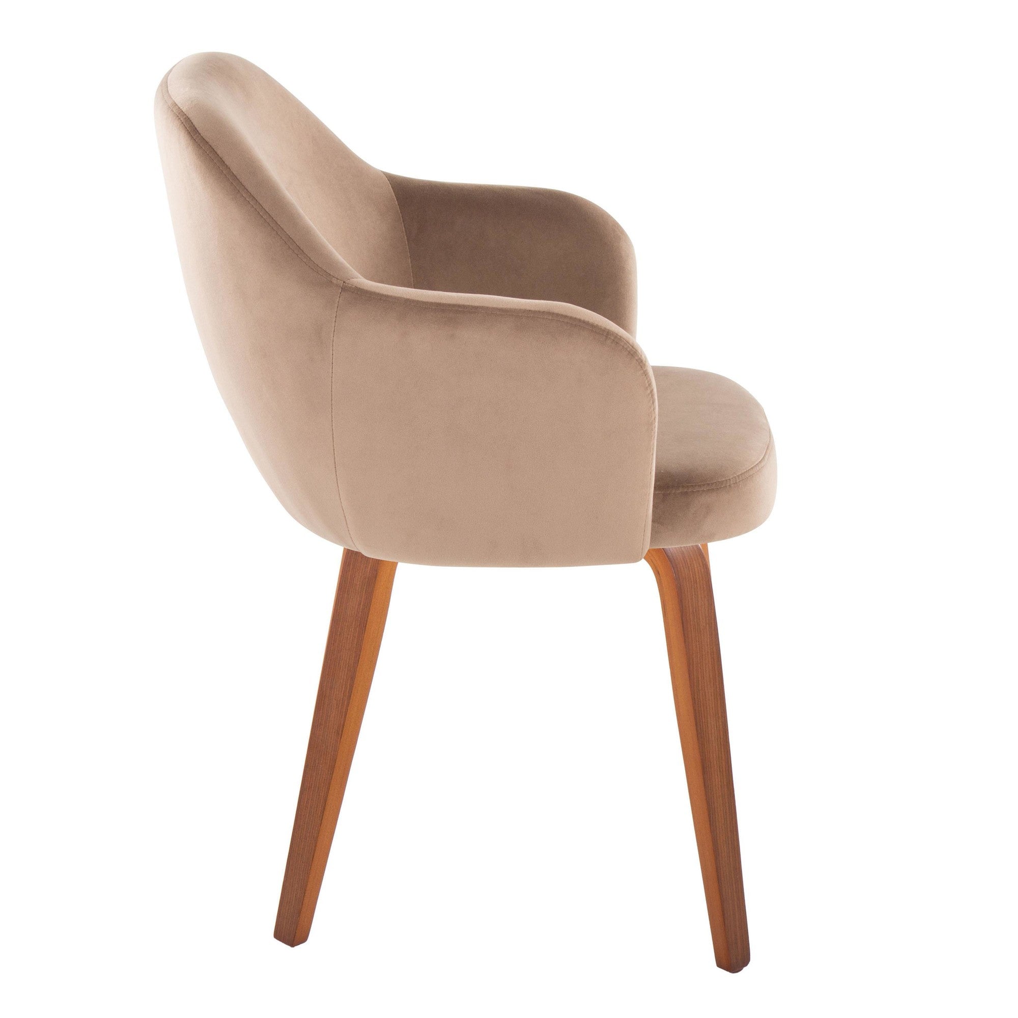 Buena Dining Chair - Set of 2 - Walnut Wood, Brown Velvet