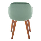 Buena Dining Chair - Set of 2 - Walnut Wood, Green Velvet