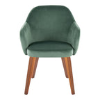 Buena Dining Chair - Set of 2 - Walnut Wood, Green Velvet