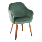 Buena Dining Chair - Set of 2 - Walnut Wood, Green Velvet