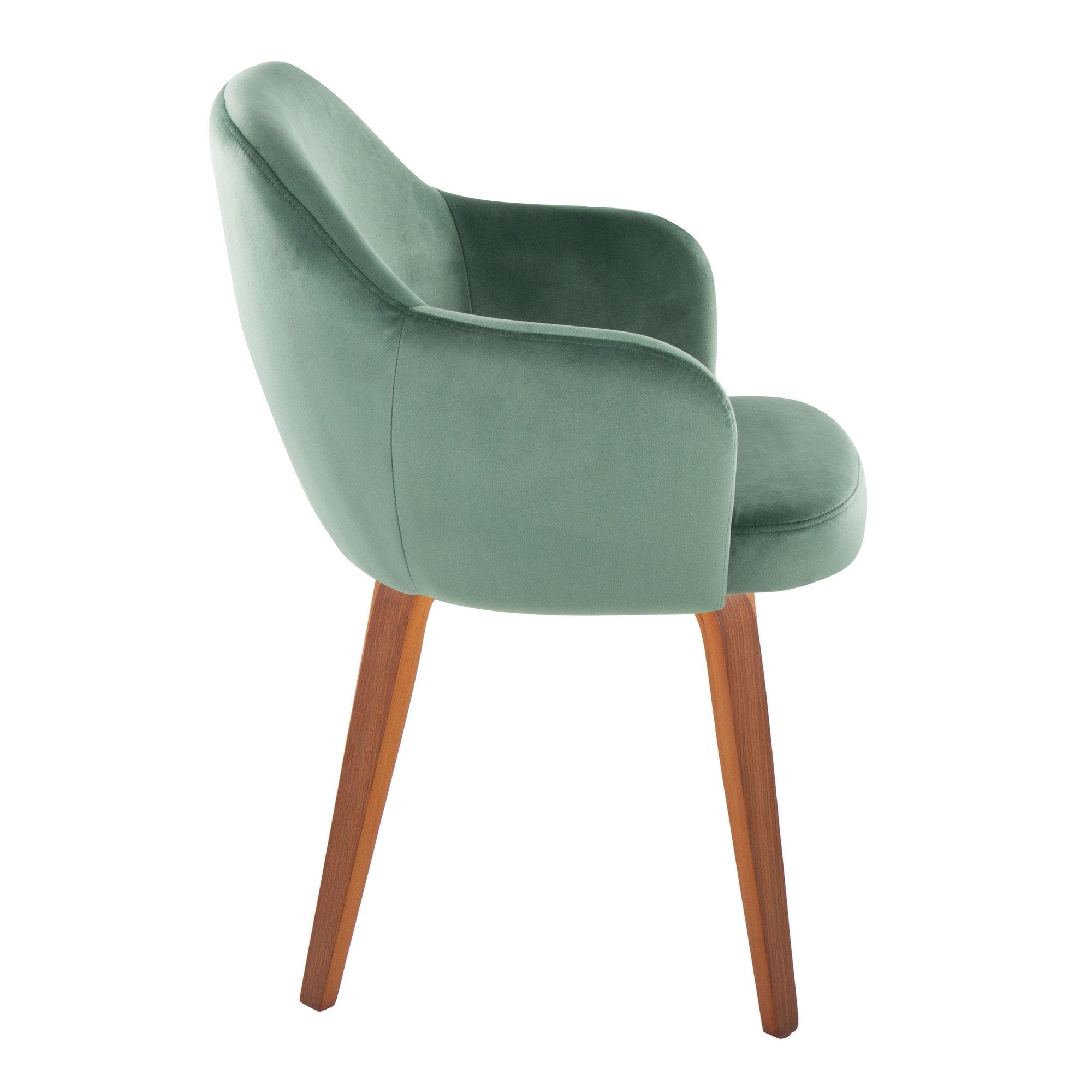 Buena Dining Chair - Set of 2 - Walnut Wood, Green Velvet