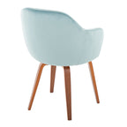 Buena Dining Chair - Set of 2 - Walnut Wood, Light Blue Velvet