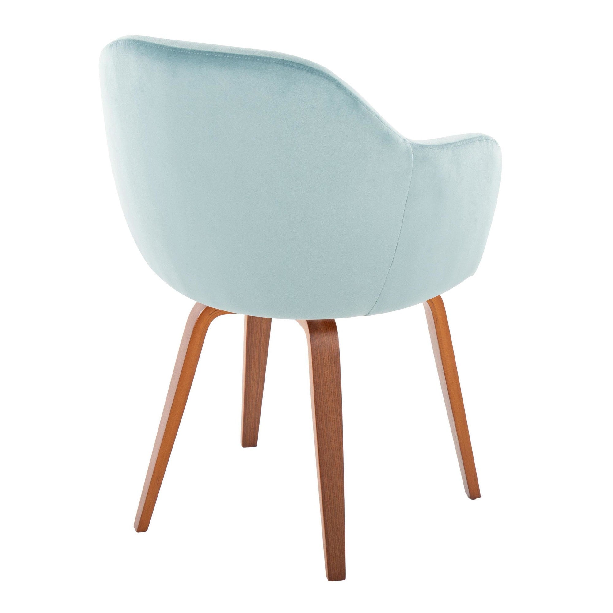 Buena Dining Chair - Set of 2 - Walnut Wood, Light Blue Velvet