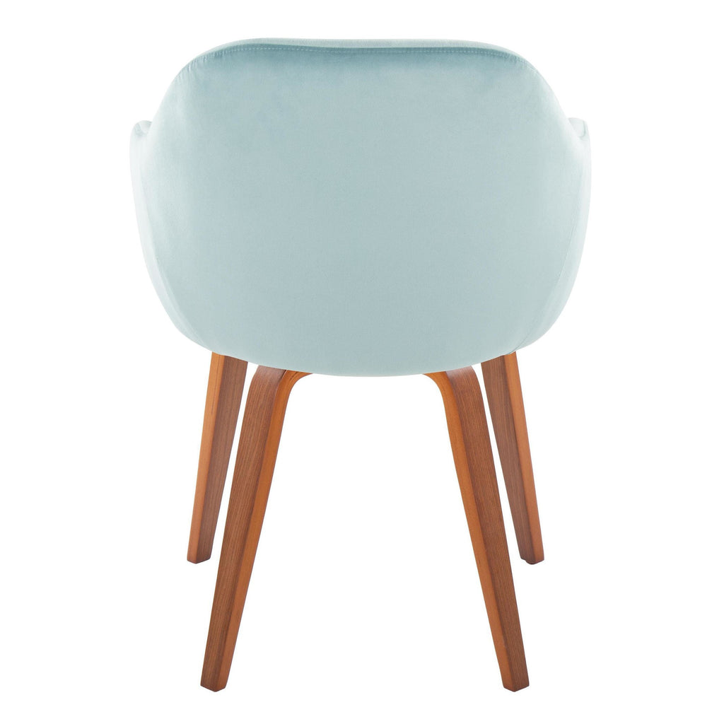 Buena Dining Chair - Set of 2 - Walnut Wood, Light Blue Velvet