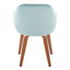Buena Dining Chair - Set of 2 - Walnut Wood, Light Blue Velvet