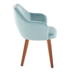 Buena Dining Chair - Set of 2 - Walnut Wood, Light Blue Velvet