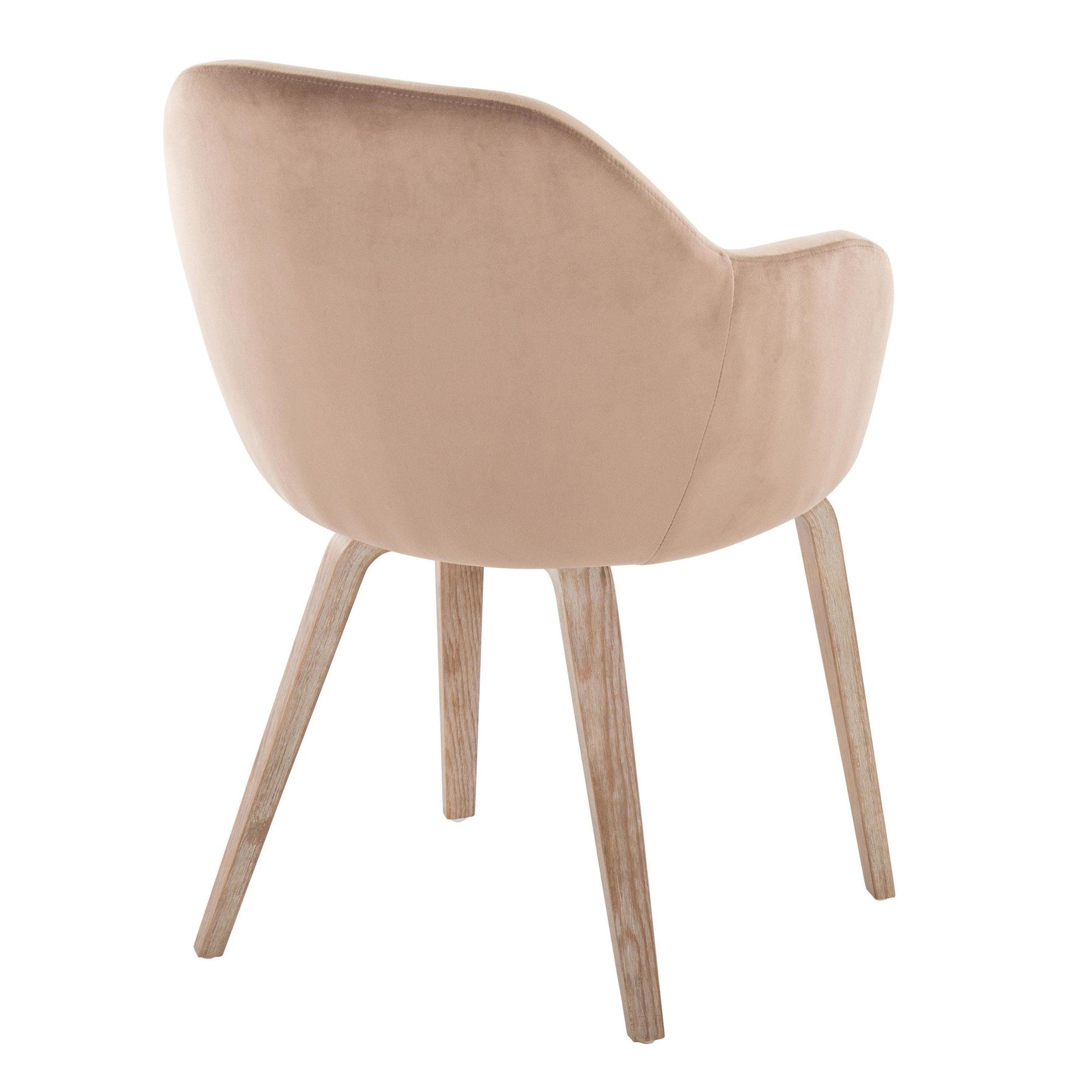 Buena Dining Chair - Set of 2 - Whitewashed Wood, Brown Velvet