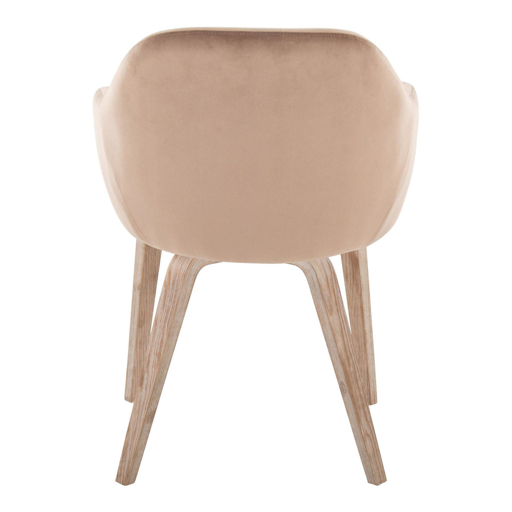 Buena Dining Chair - Set of 2 - Whitewashed Wood, Brown Velvet