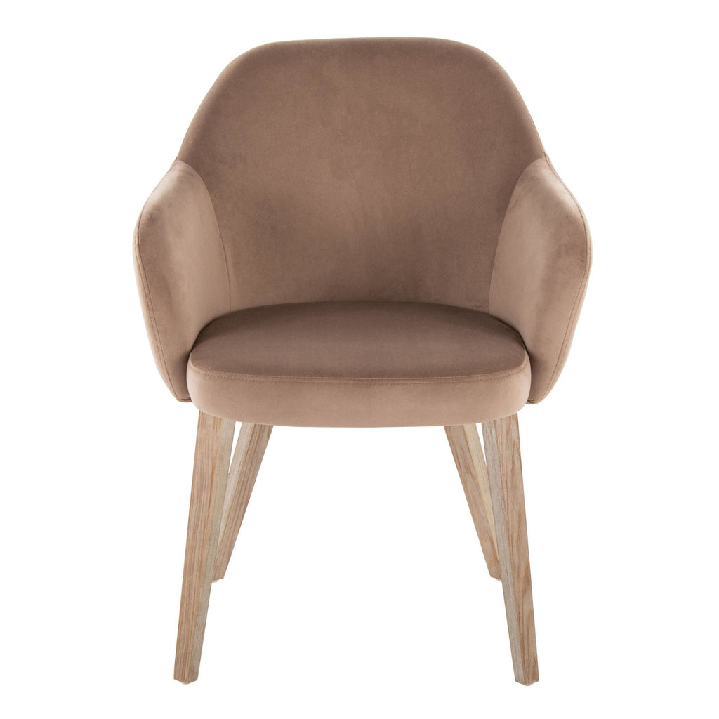 Buena Dining Chair - Set of 2 - Whitewashed Wood, Brown Velvet