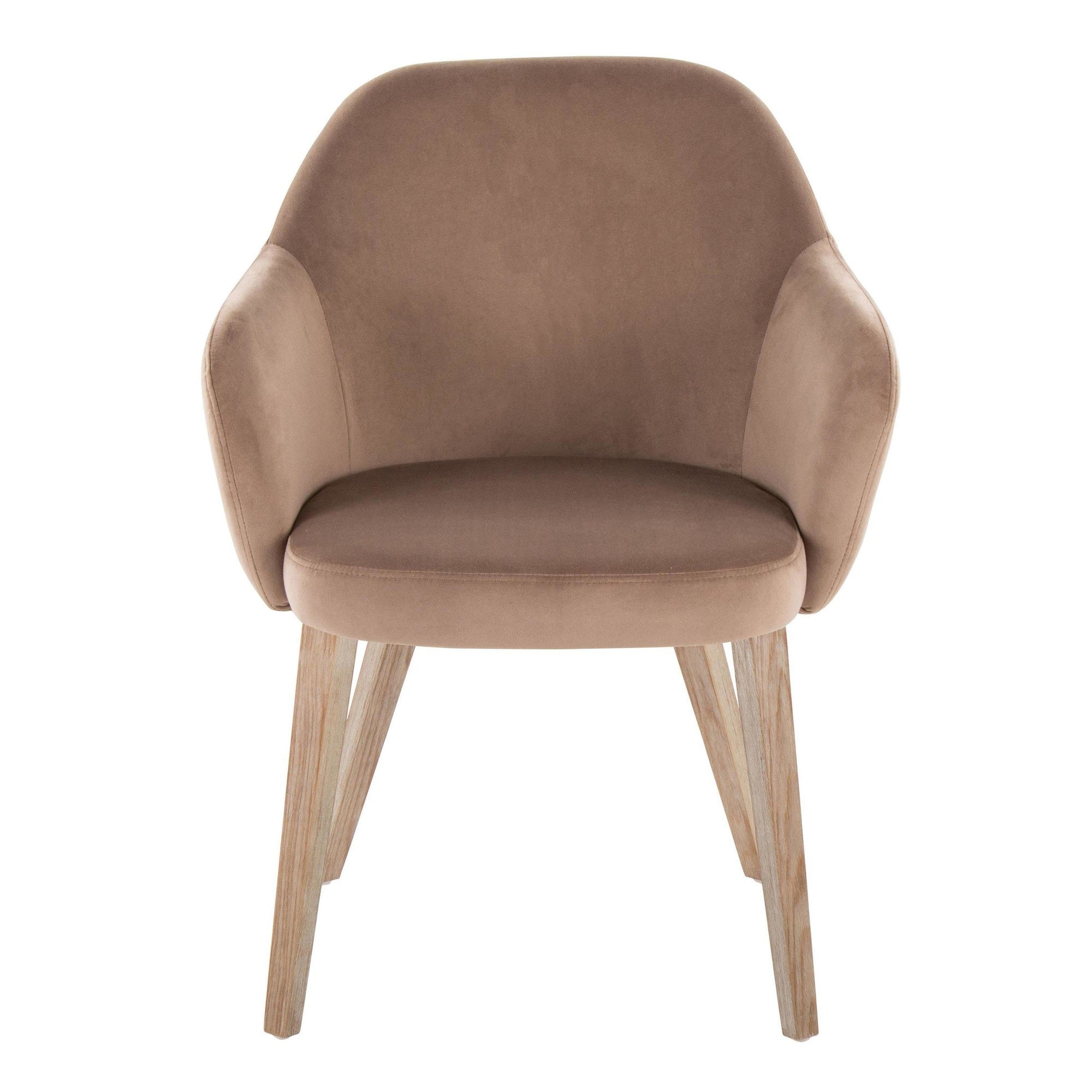 Buena Dining Chair - Set of 2 - Whitewashed Wood, Brown Velvet