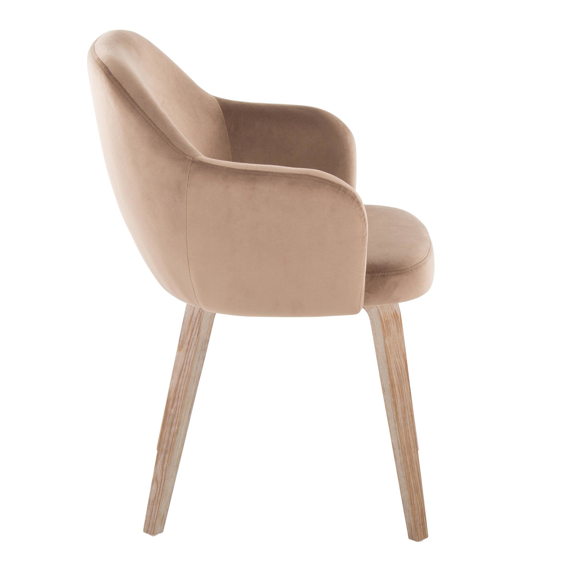 Buena Dining Chair - Set of 2 - Whitewashed Wood, Brown Velvet