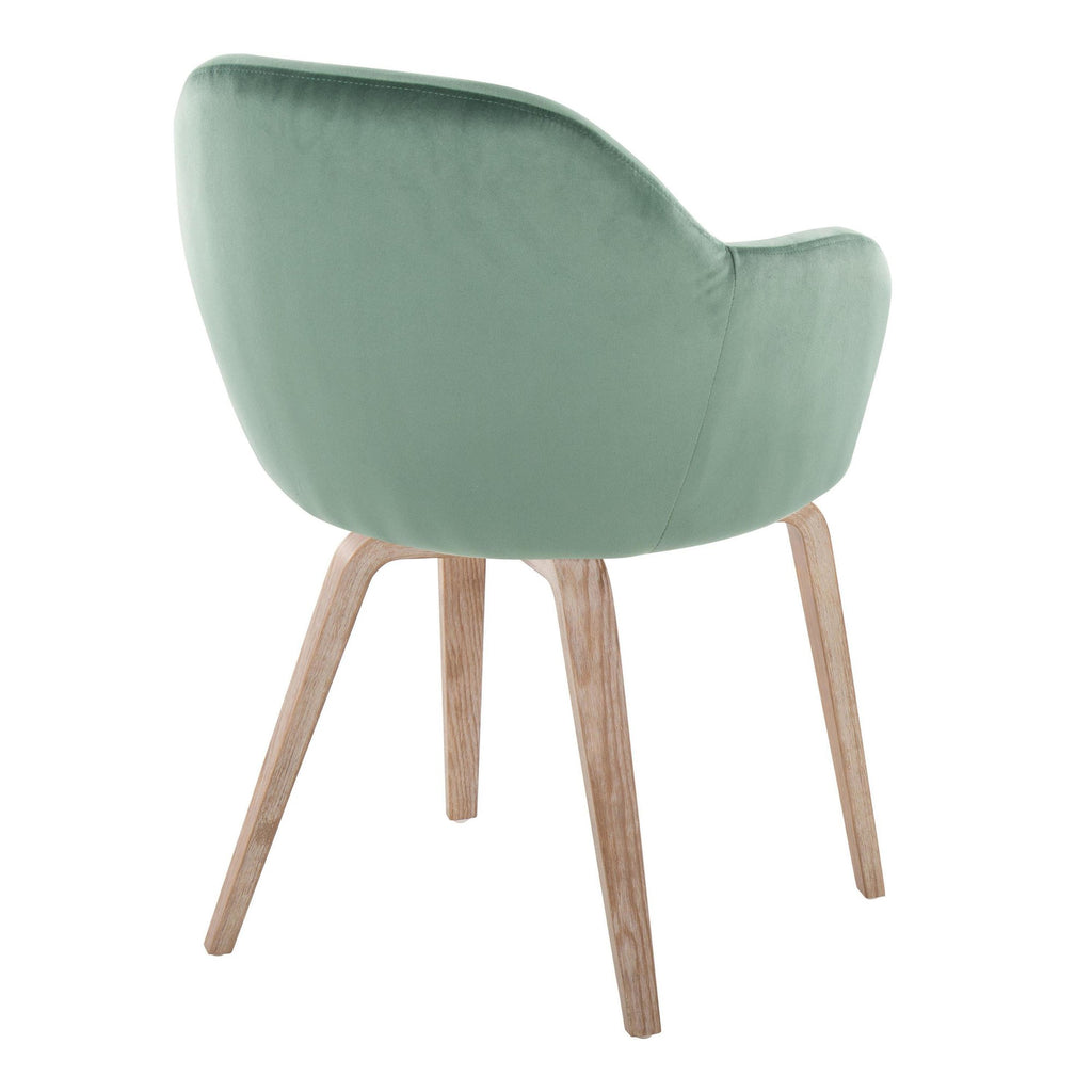 Buena Dining Chair - Set of 2 - Whitewashed Wood, Green Velvet