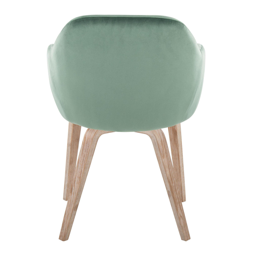Buena Dining Chair - Set of 2 - Whitewashed Wood, Green Velvet