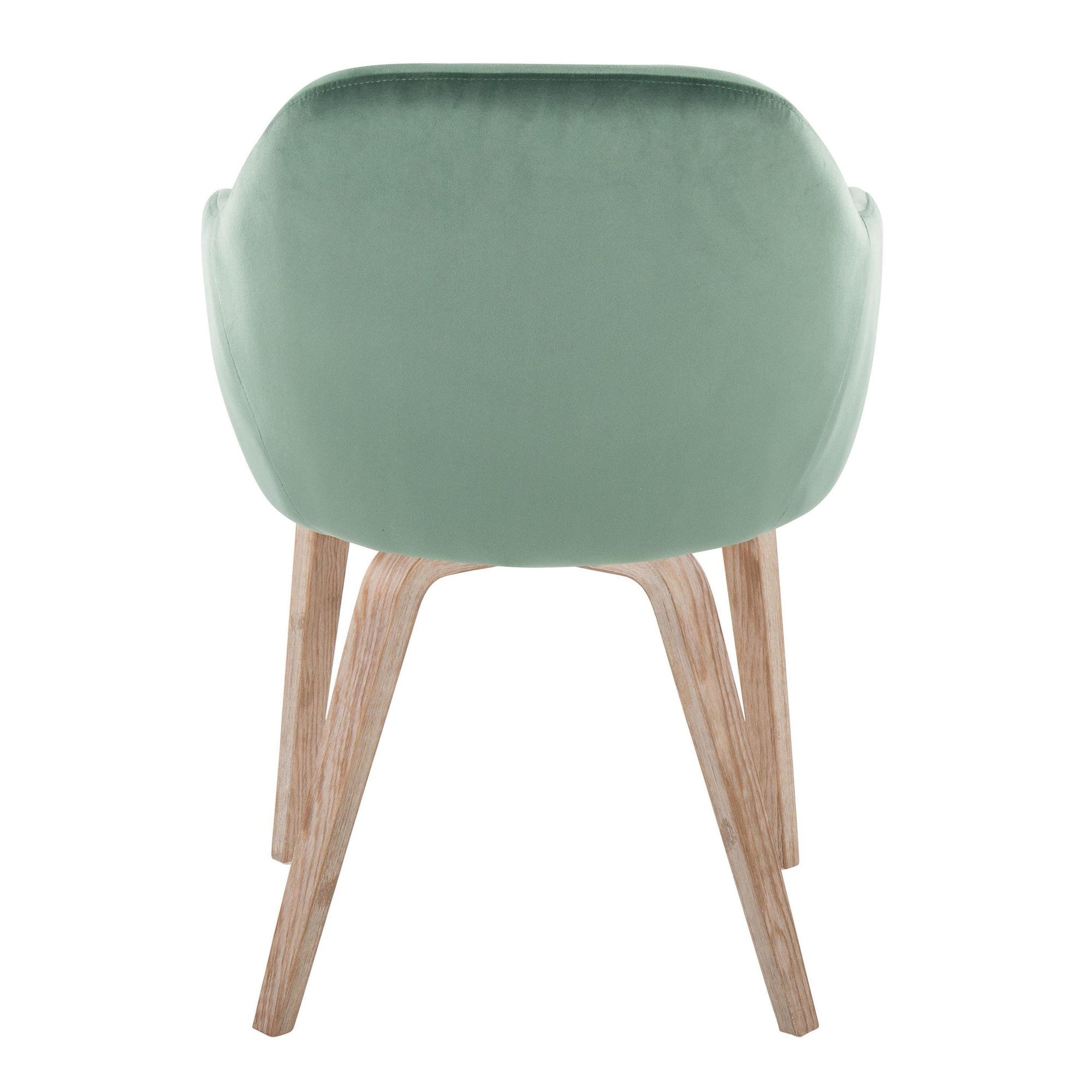 Buena Dining Chair - Set of 2 - Whitewashed Wood, Green Velvet