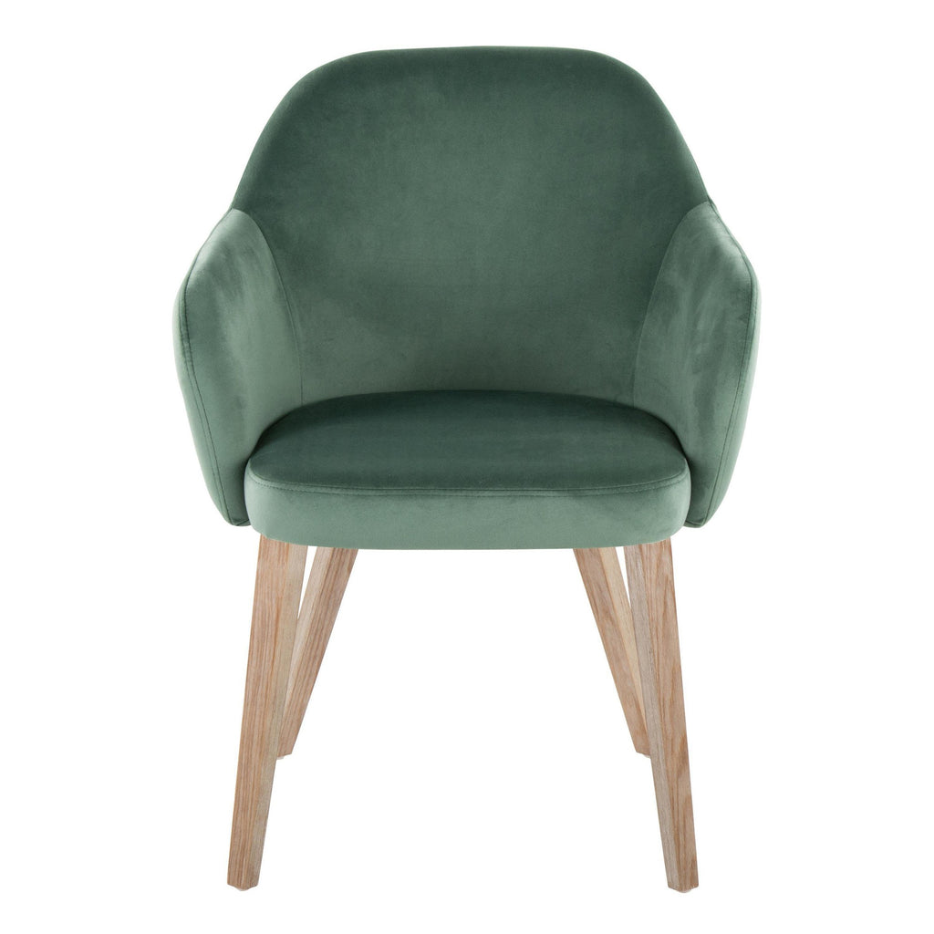 Buena Dining Chair - Set of 2 - Whitewashed Wood, Green Velvet