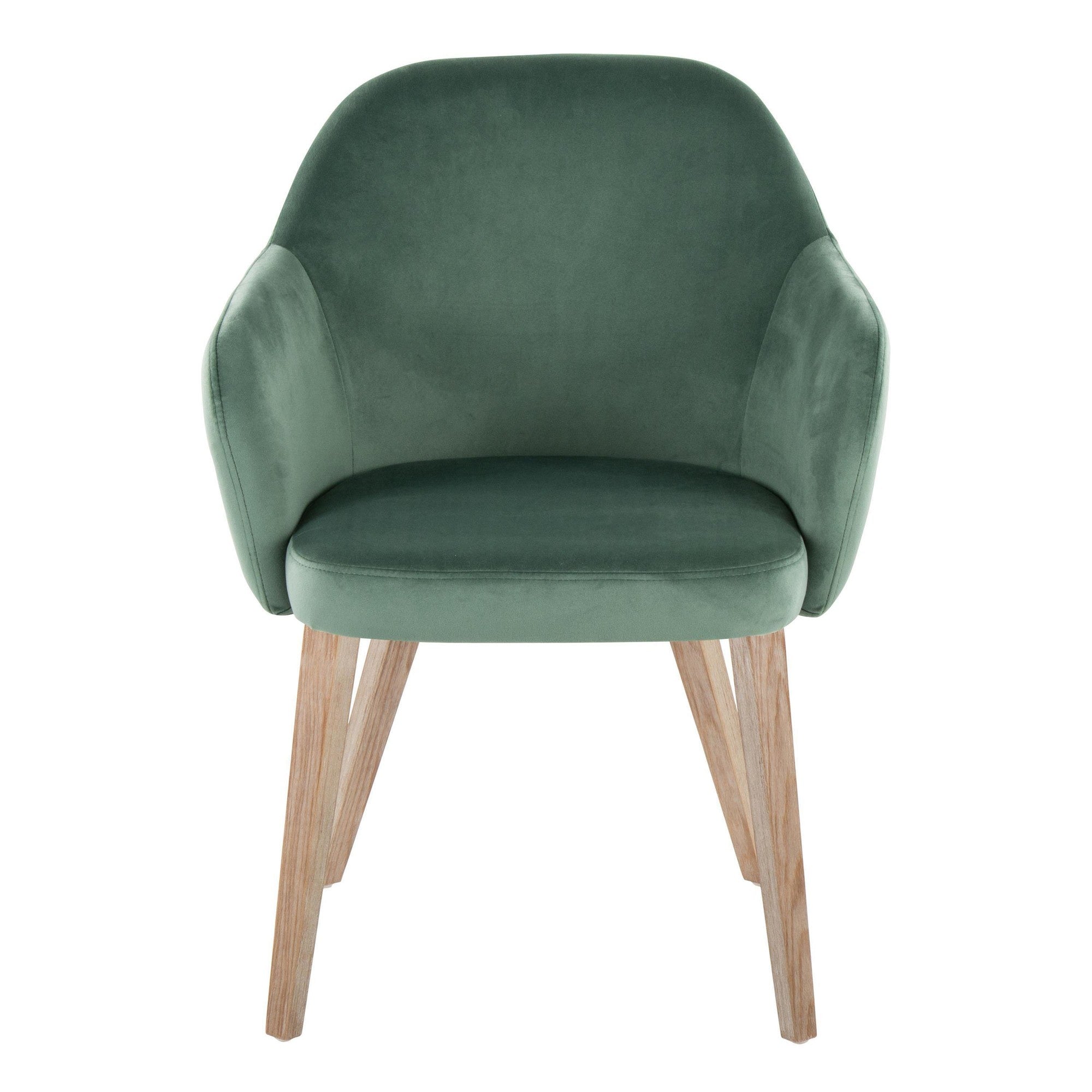 Buena Dining Chair - Set of 2 - Whitewashed Wood, Green Velvet