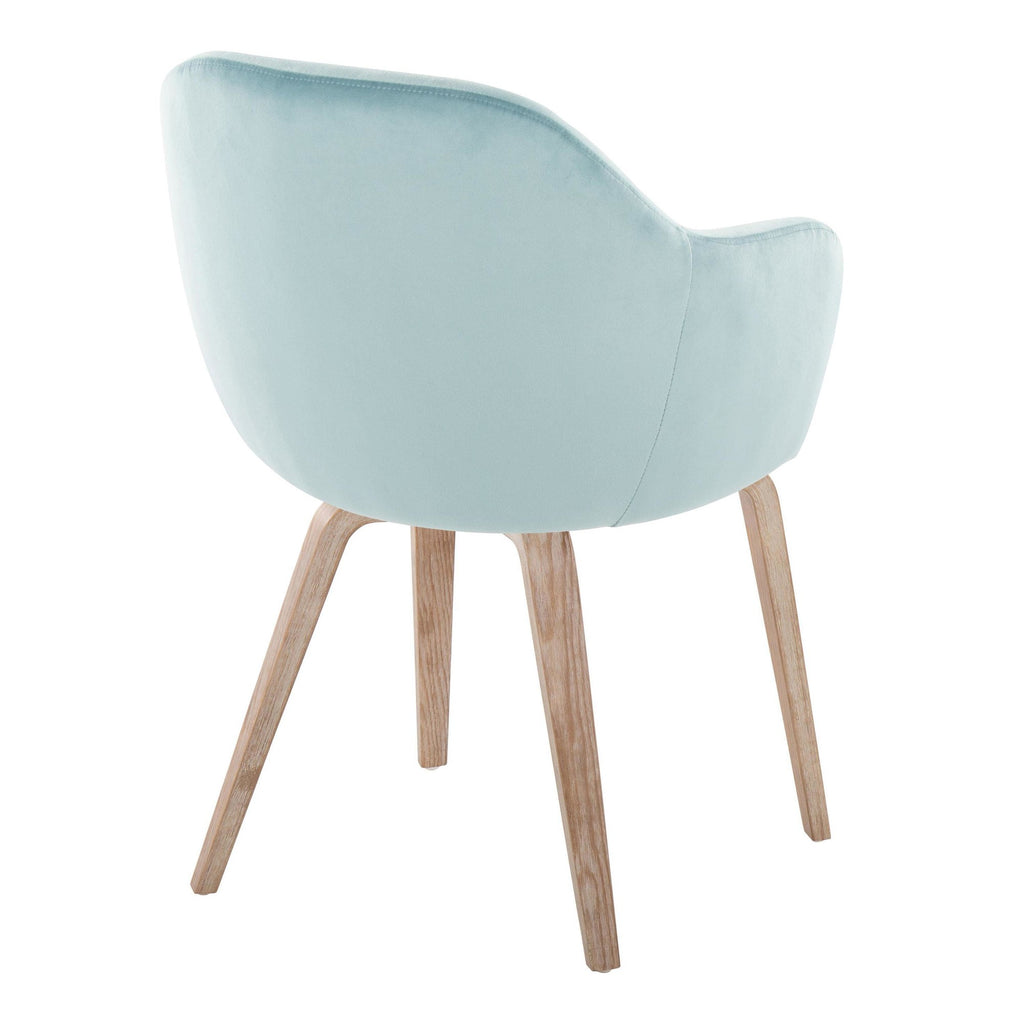 Buena Dining Chair - Set of 2 - Whitewashed Wood, Light Blue Velvet