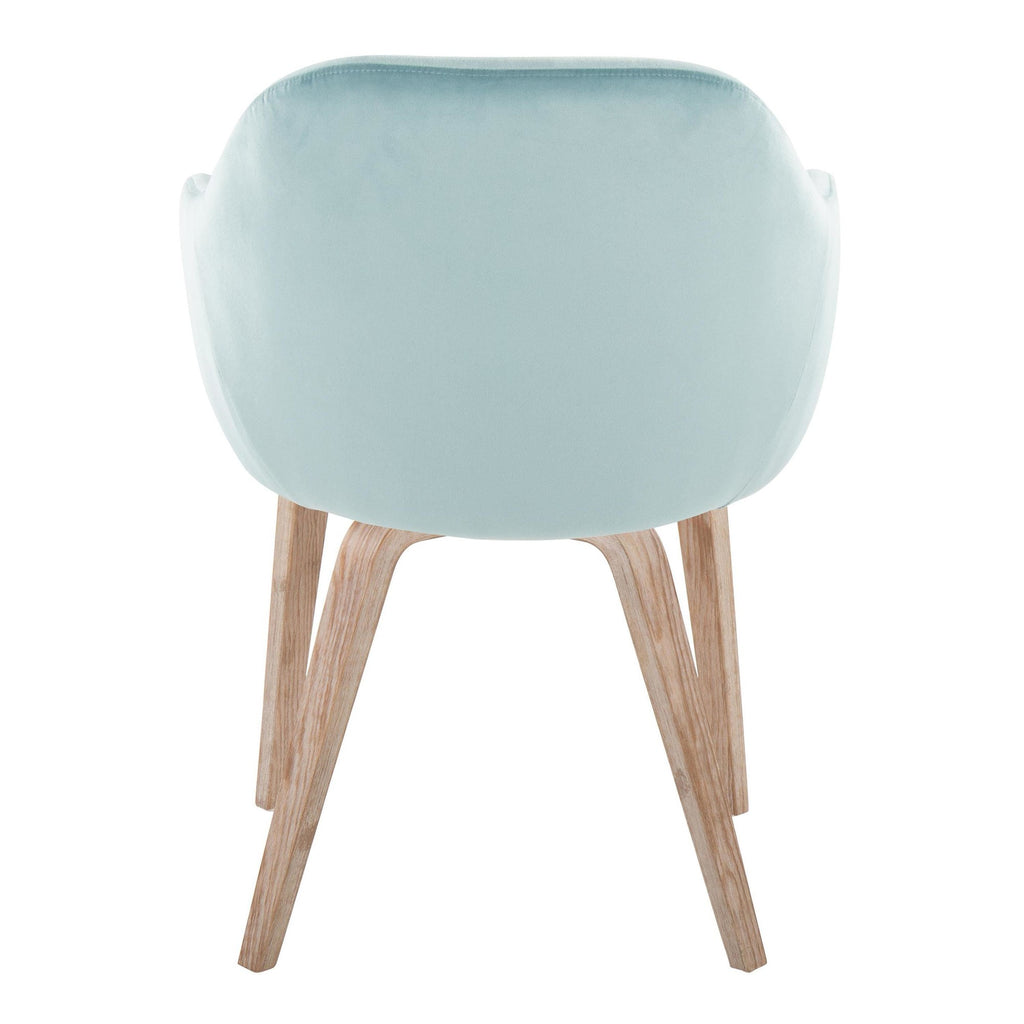 Buena Dining Chair - Set of 2 - Whitewashed Wood, Light Blue Velvet