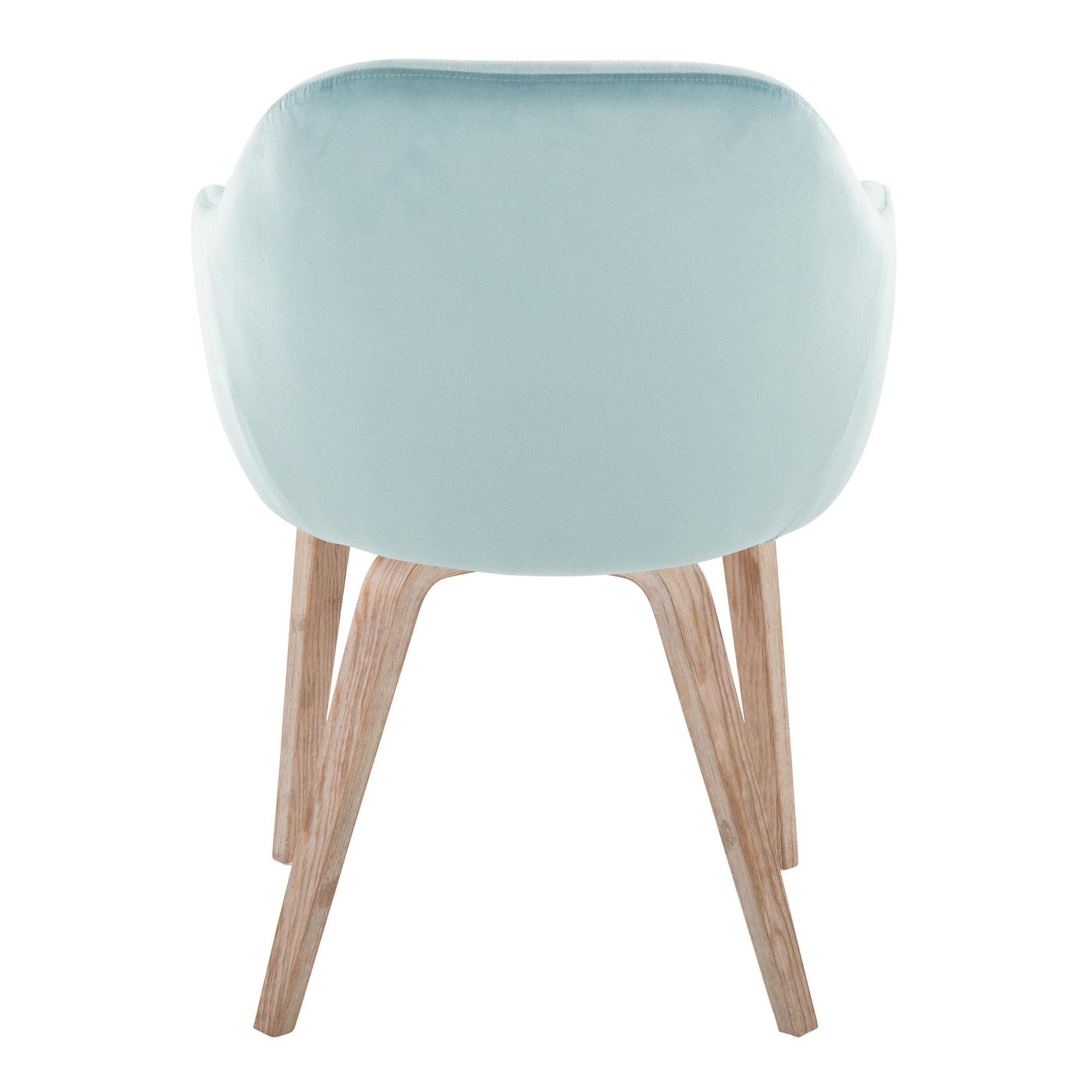 Buena Dining Chair - Set of 2 - Whitewashed Wood, Light Blue Velvet