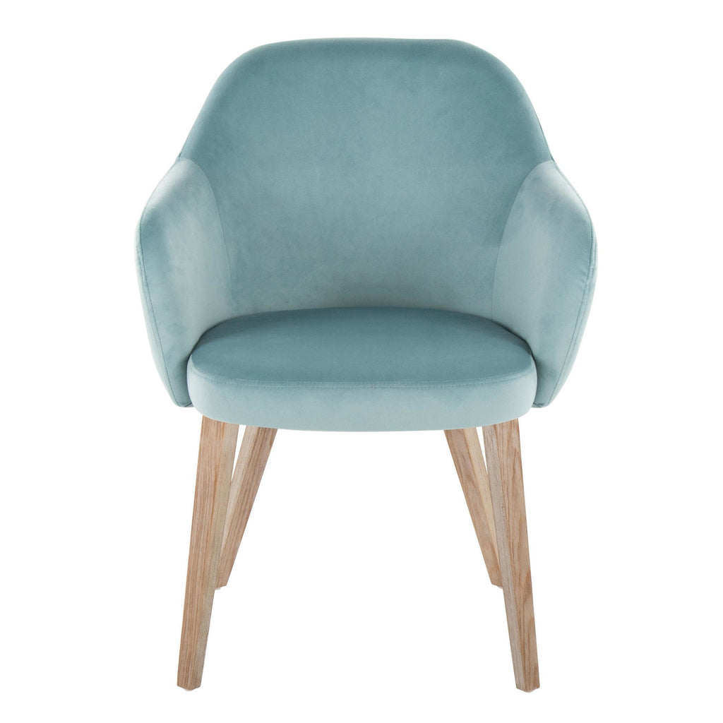 Buena Dining Chair - Set of 2 - Whitewashed Wood, Light Blue Velvet