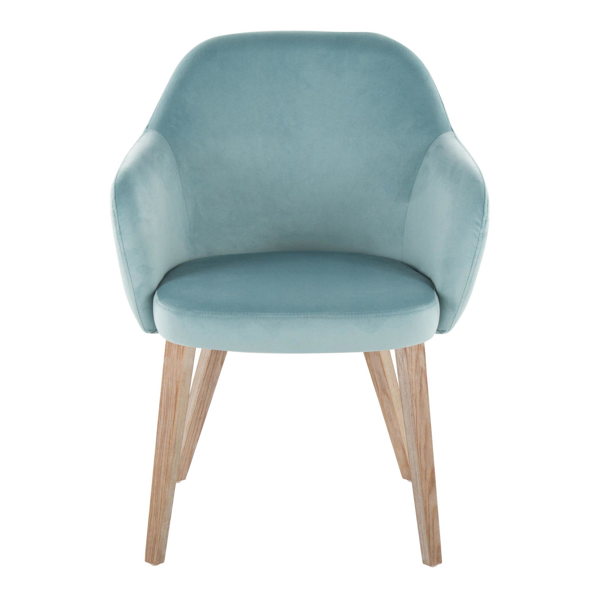 Buena Dining Chair - Set of 2 - Whitewashed Wood, Light Blue Velvet
