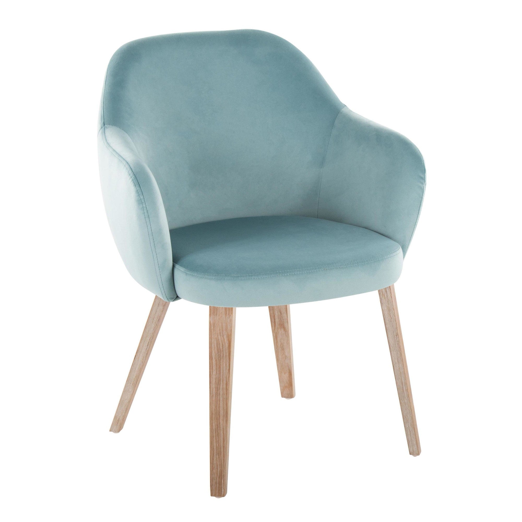 Buena Dining Chair - Set of 2 - Whitewashed Wood, Light Blue Velvet