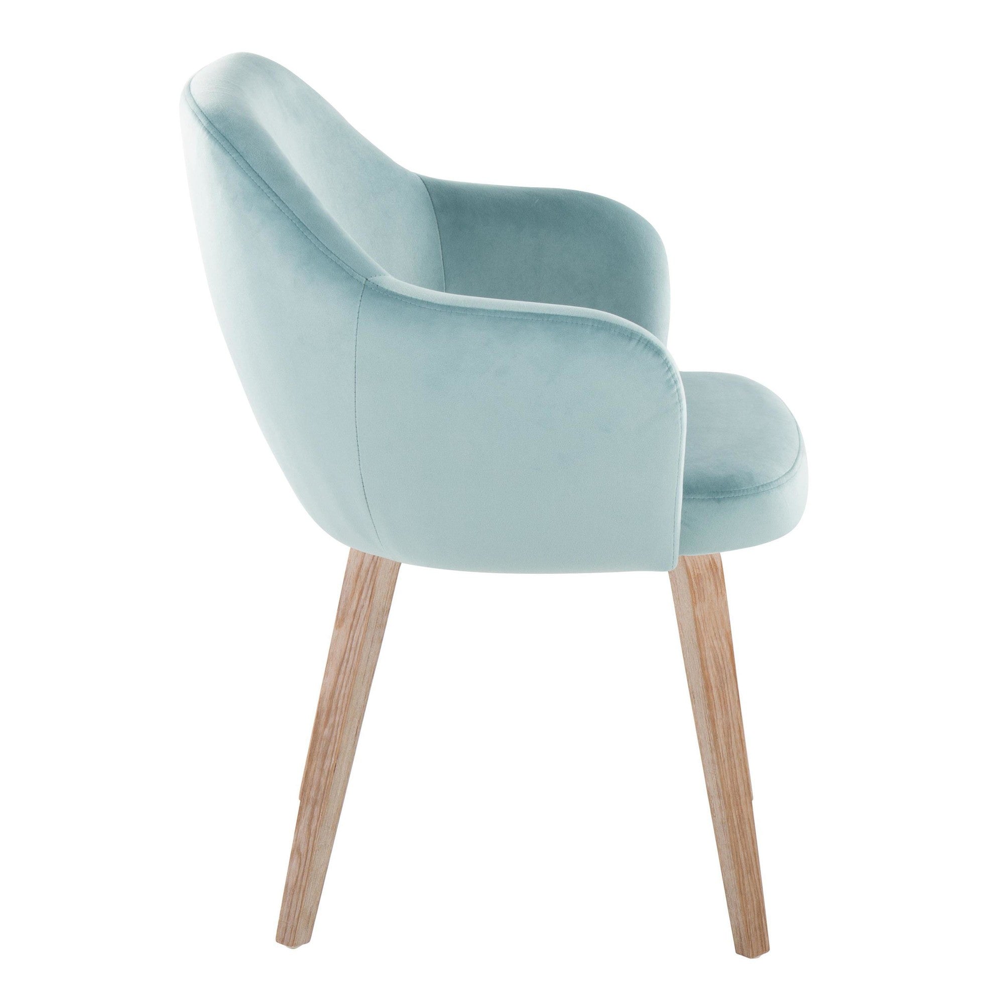 Buena Dining Chair - Set of 2 - Whitewashed Wood, Light Blue Velvet