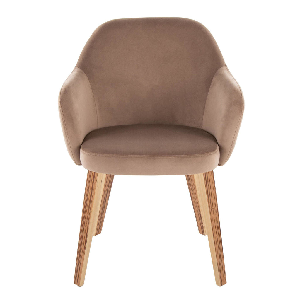 Buena Dining Chair - Set of 2 - Zebra Wood, Brown Velvet