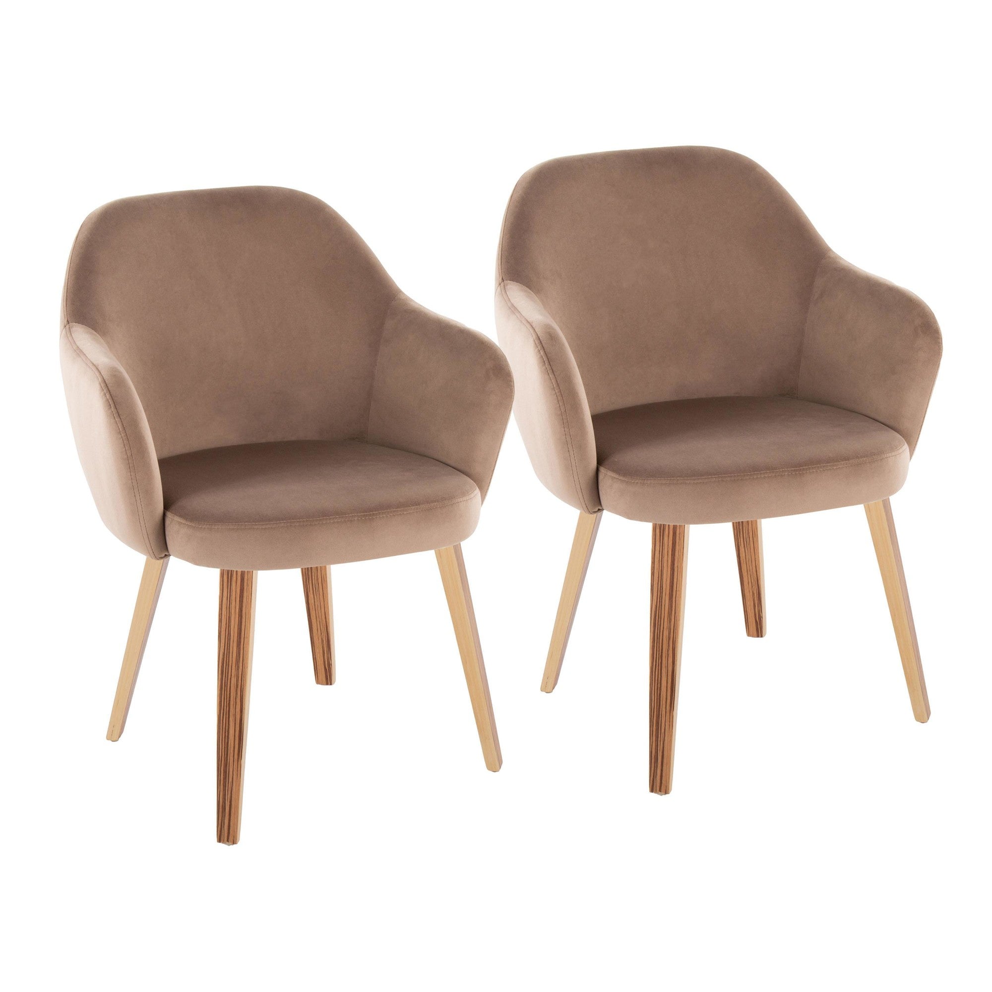 Buena Dining Chair - Set of 2 - Zebra Wood, Brown Velvet