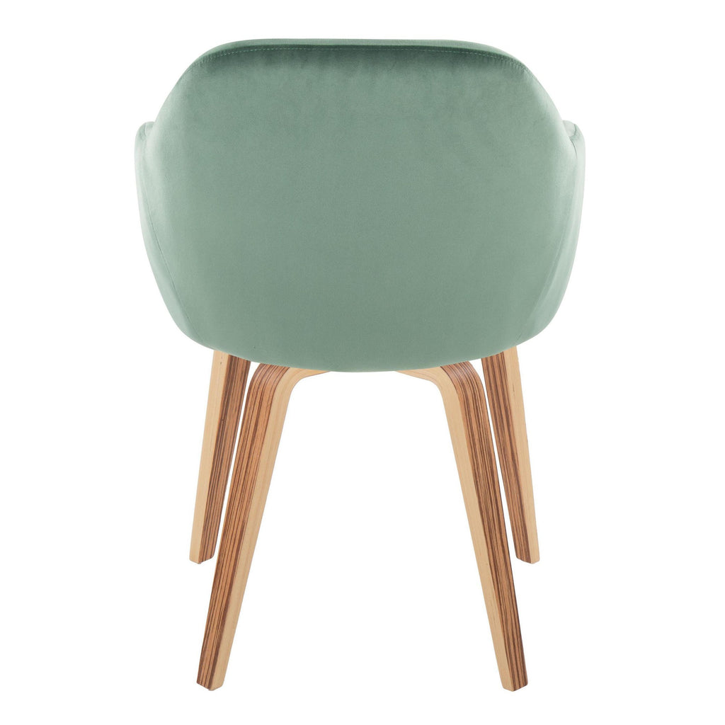 Buena Dining Chair - Set of 2 - Zebra Wood, Green Velvet