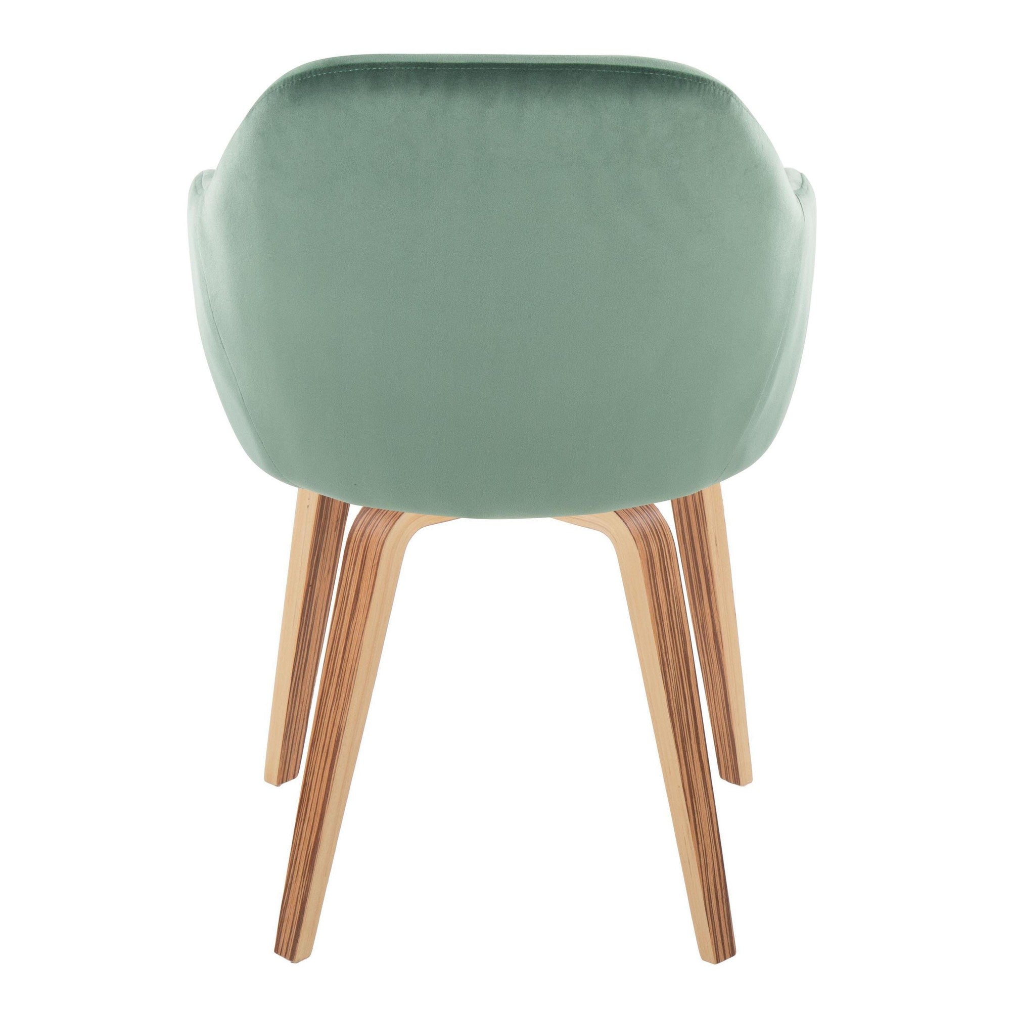 Buena Dining Chair - Set of 2 - Zebra Wood, Green Velvet