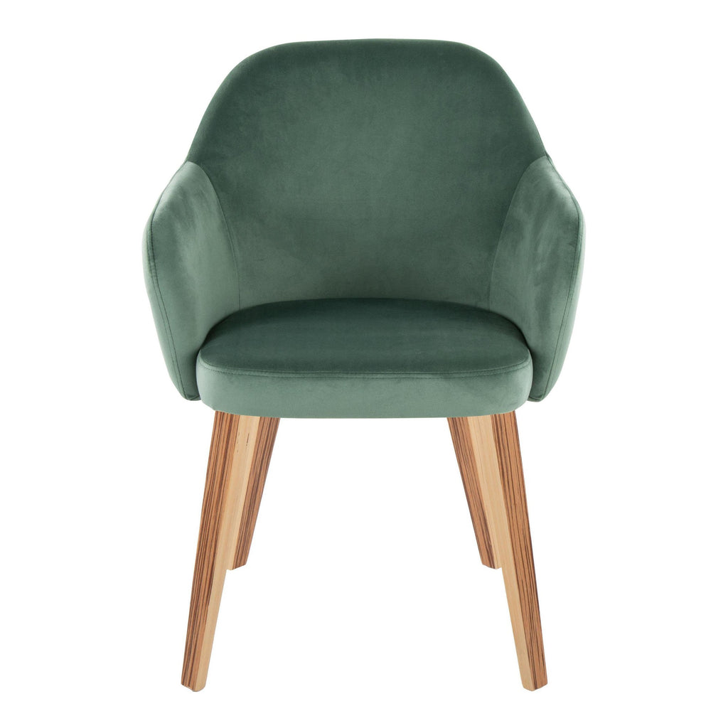 Buena Dining Chair - Set of 2 - Zebra Wood, Green Velvet