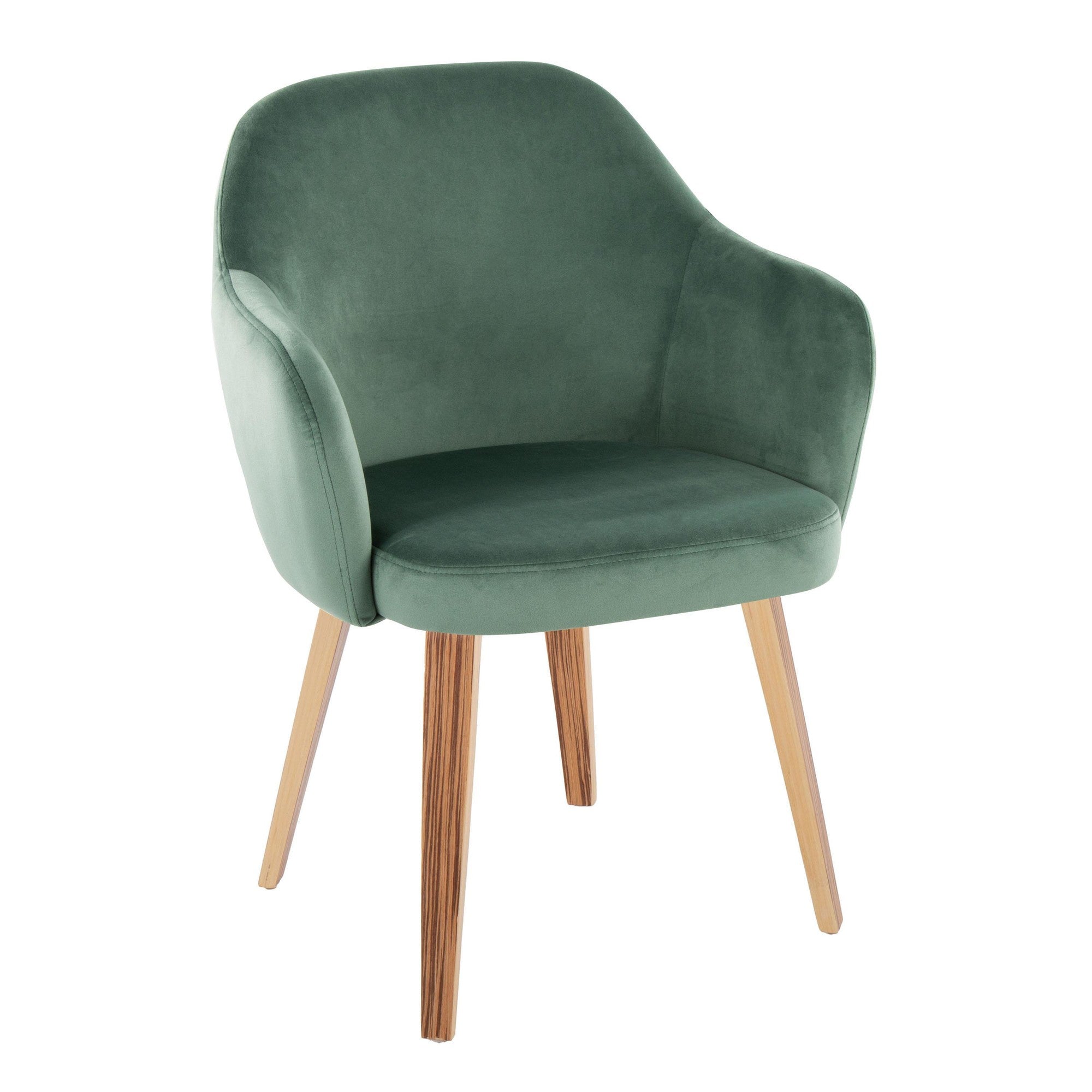 Buena Dining Chair - Set of 2 - Zebra Wood, Green Velvet