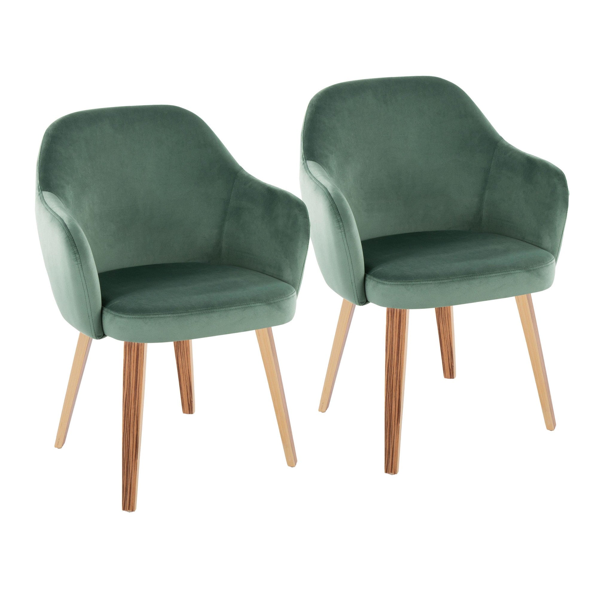 Buena Dining Chair - Set of 2 - Zebra Wood, Green Velvet