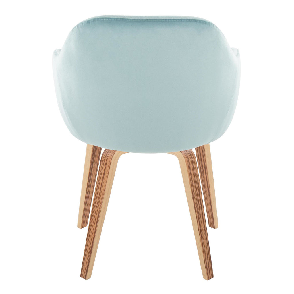 Buena Dining Chair - Set of 2 - Zebra Wood, Light Blue Velvet