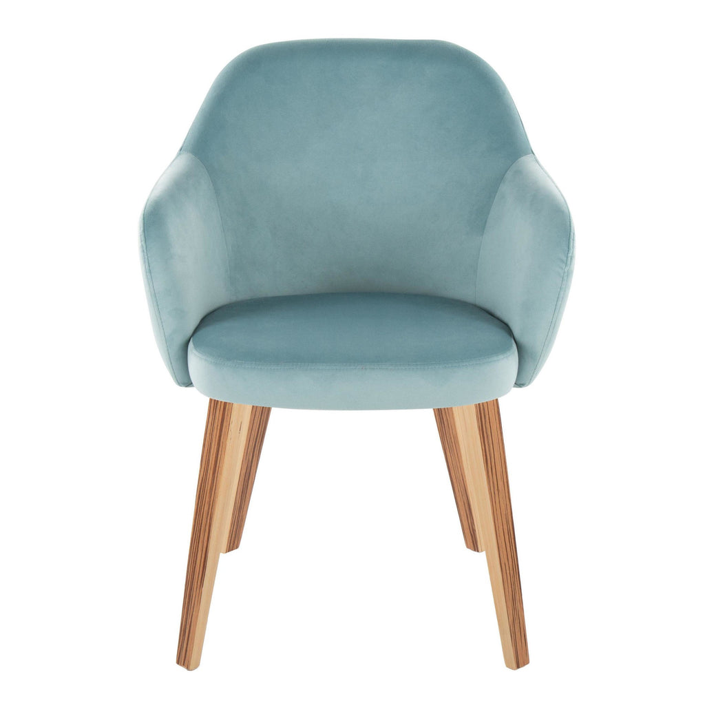 Buena Dining Chair - Set of 2 - Zebra Wood, Light Blue Velvet