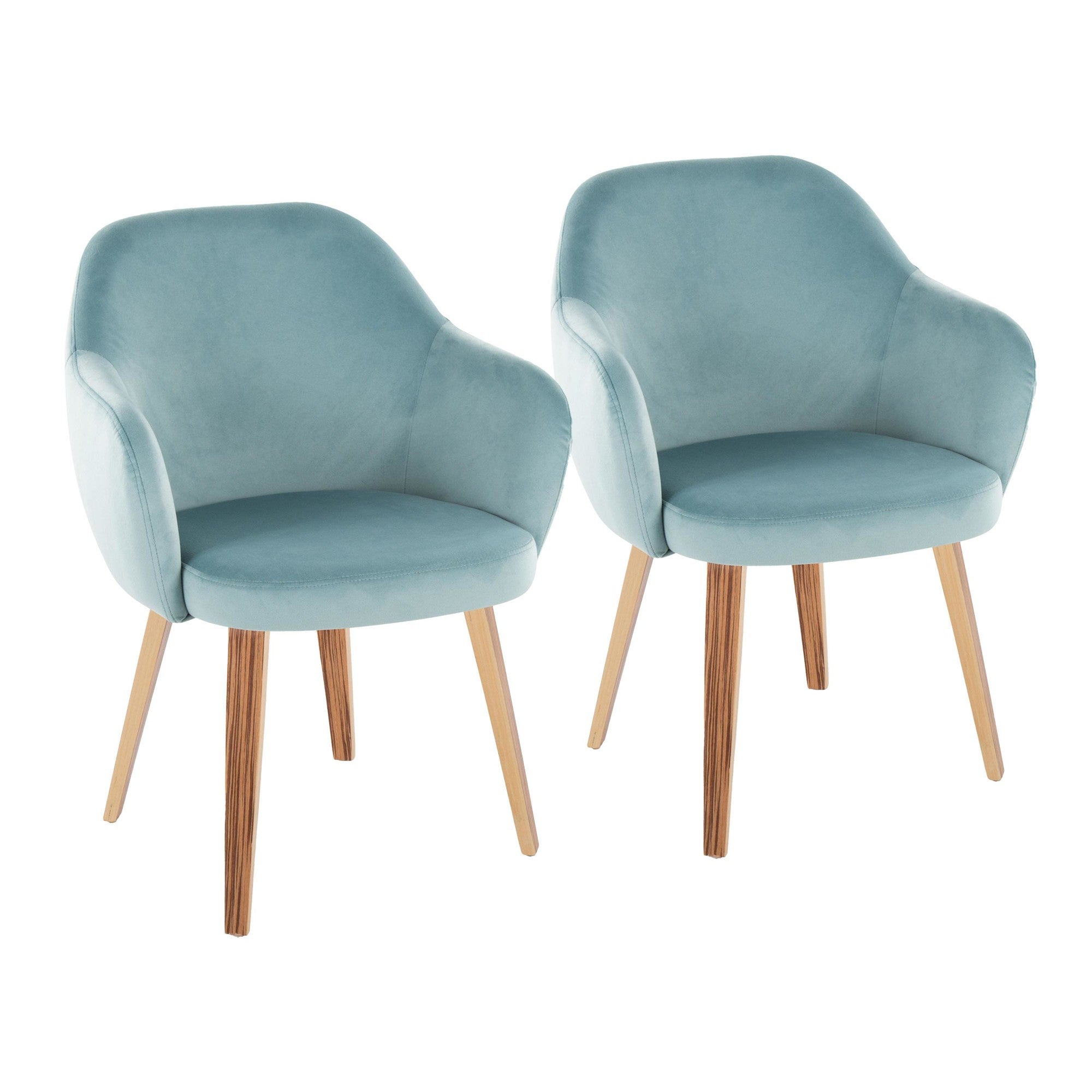 Buena Dining Chair - Set of 2 - Zebra Wood, Light Blue Velvet