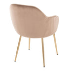 Buena Dining Chair - Set of 2 - Gold Metal, Brown Velvet